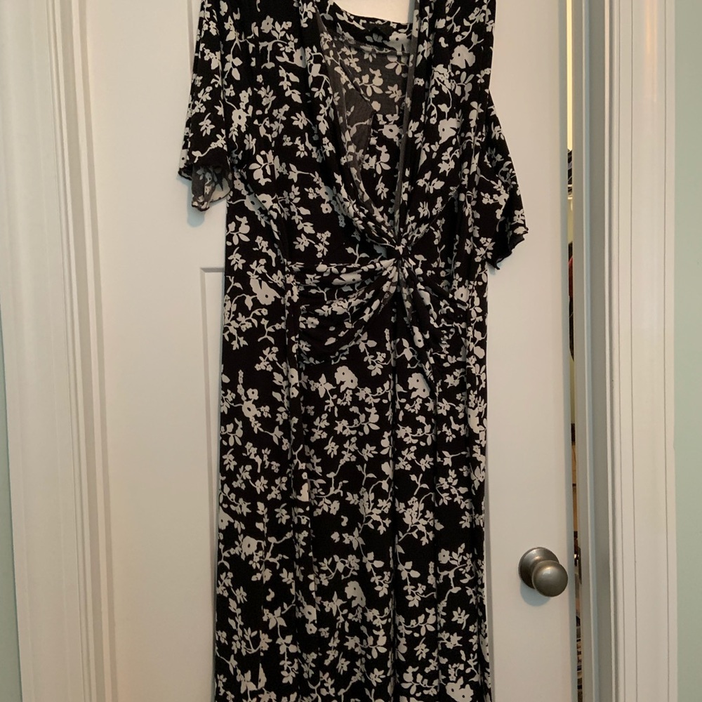 Long black floral dress